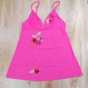 🔹️Vintage Victoria's Secret Pink Sheer & Sequined Camisole Medium